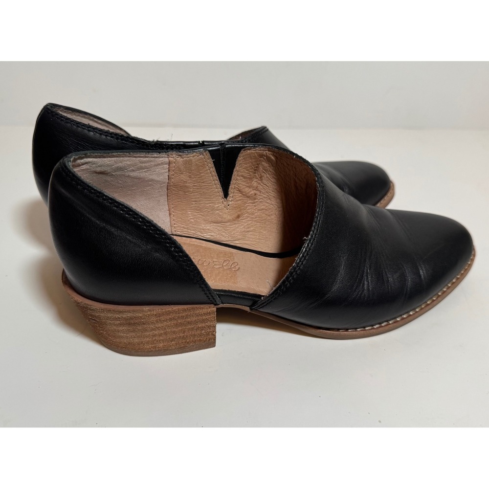 Madewell The Lucie Low Cut Out Bootie Black Leather‎ Casual Slip On Shoes Size 5 - Picture 4 of 10